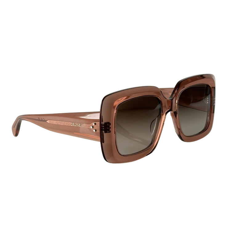 Celine - Pink Bold 3 Dot Square Sunglasses Gradient Brown Lens