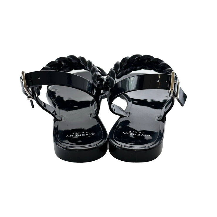 Givenchy - Black Rubber Chain Link Strappy Sandals