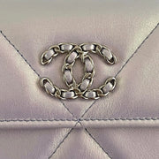 Chanel - CC Iridescent Ivory Lambskin Quilted 19 Flap Wallet