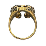 Alexander McQueen - Gold Horseshoe Ring w/Crystals & Pearls