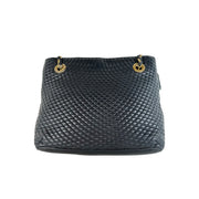 Bally - Vintage Quilted Navy Leather Chain Tote