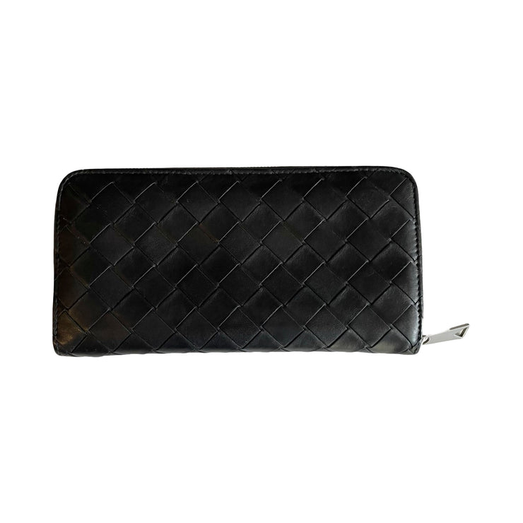 Bottega Veneta - Black & Green Maxi Intrecciato Long Zip Wallet