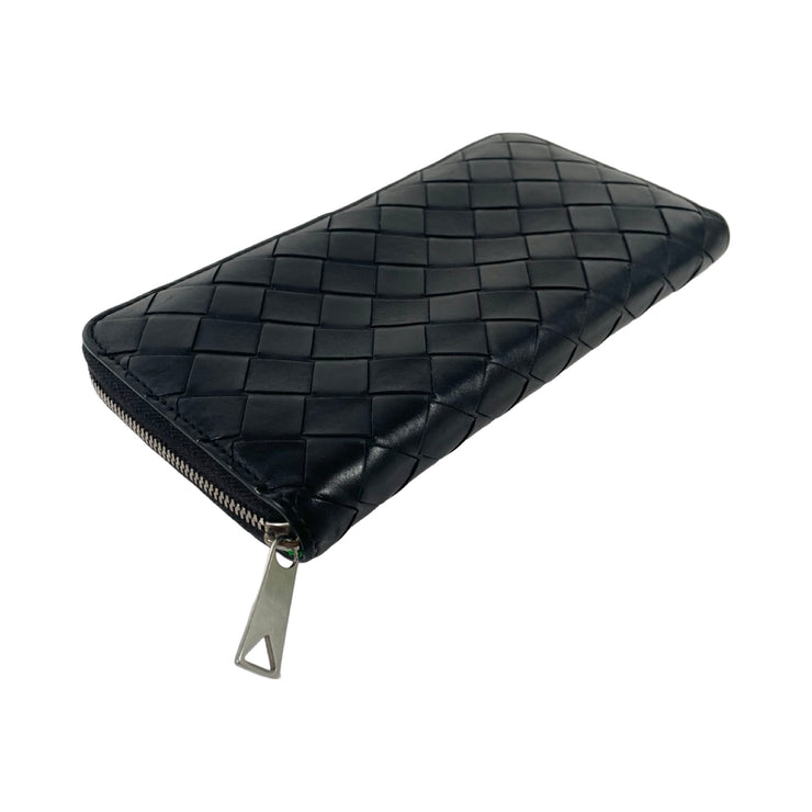 Bottega Veneta - Black & Green Maxi Intrecciato Long Zip Wallet