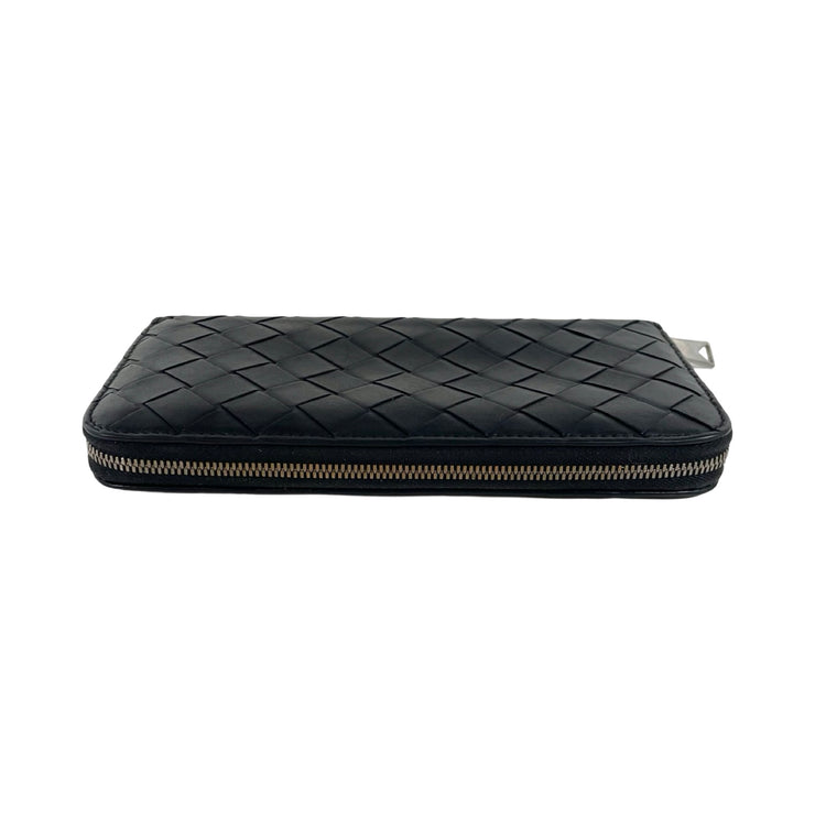 Bottega Veneta - Black & Green Maxi Intrecciato Long Zip Wallet