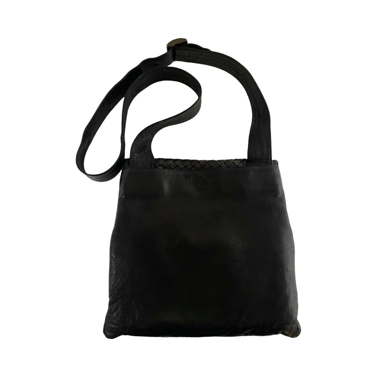 Bottega Veneta - Black Lambskin Intrecciato Messenger Crossbody