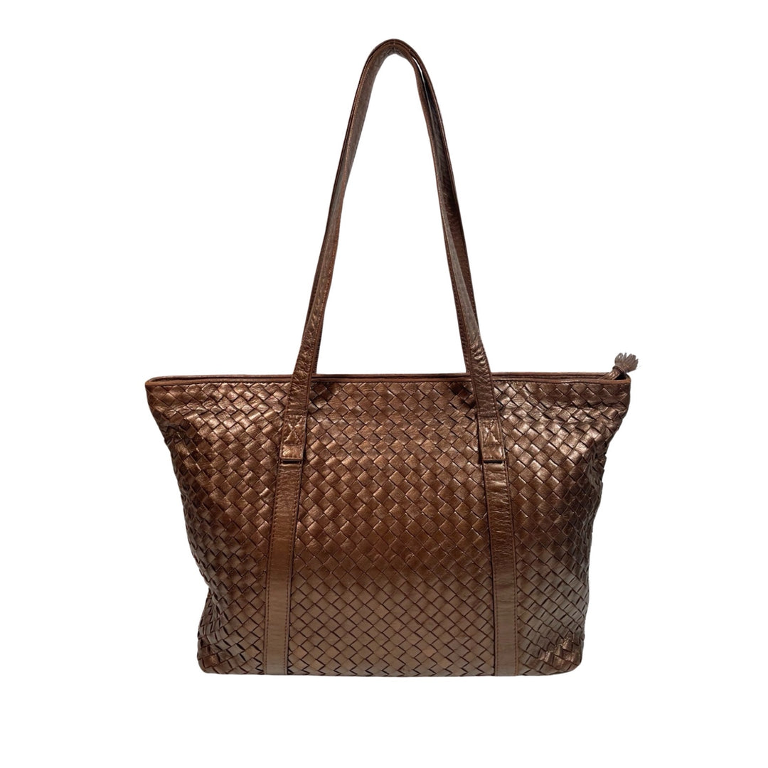 Bottega Veneta Bronze Leather Intrecciato Large Shopper Tote FOMO