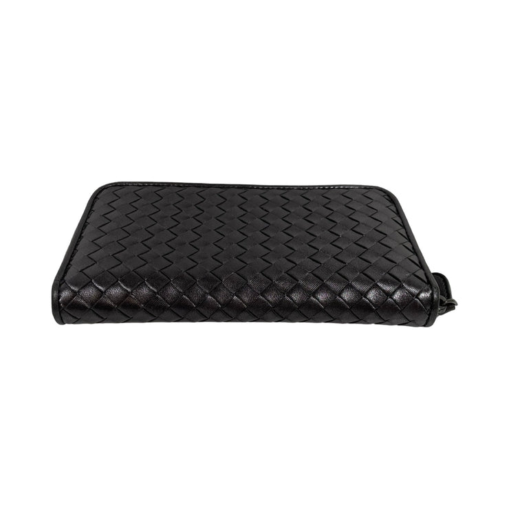 Bottega Veneta - Gray Intrecciato Lambskin Long Zip Wallet