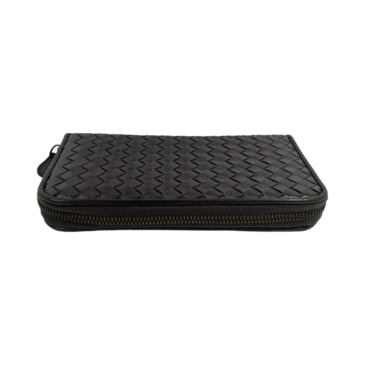 Bottega Veneta - Gray Intrecciato Lambskin Long Zip Wallet