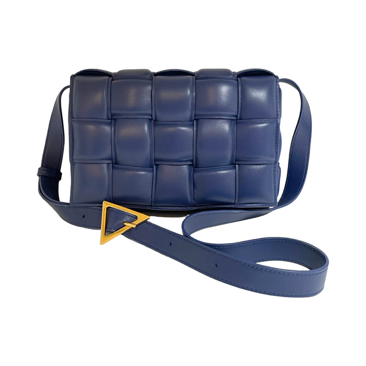 Bottega Veneta - Padded Maxi Intrecciato Leather Cassette Crossbody Blue