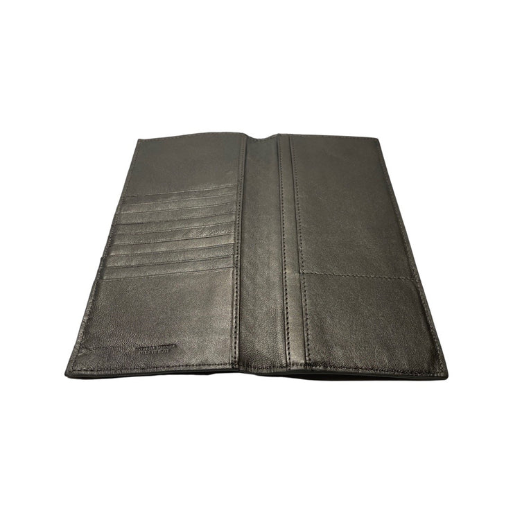 Bottega Veneta - Pewter Leather Intrecciato Long Vertical Bifold Wallet