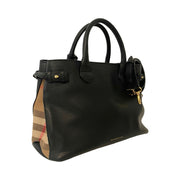 Burberry - Black Leather House Check Banner Satchel w/Strap