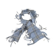 Burberry - Light Blue House Check Fringe Lambswool Scarf