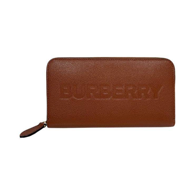 Burberry - Elmore Tan Pebbled Leather Long Zip Wallet