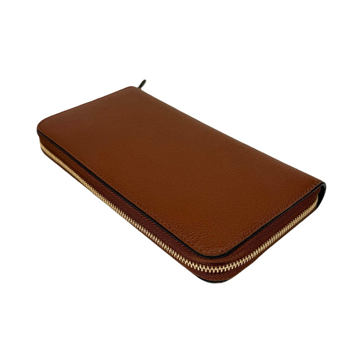 Burberry - Elmore Tan Pebbled Leather Long Zip Wallet
