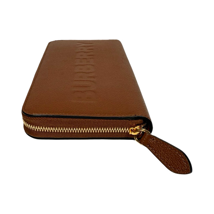 Burberry - Elmore Tan Pebbled Leather Long Zip Wallet