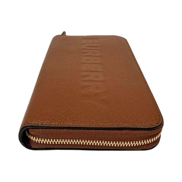 Burberry - Elmore Tan Pebbled Leather Long Zip Wallet