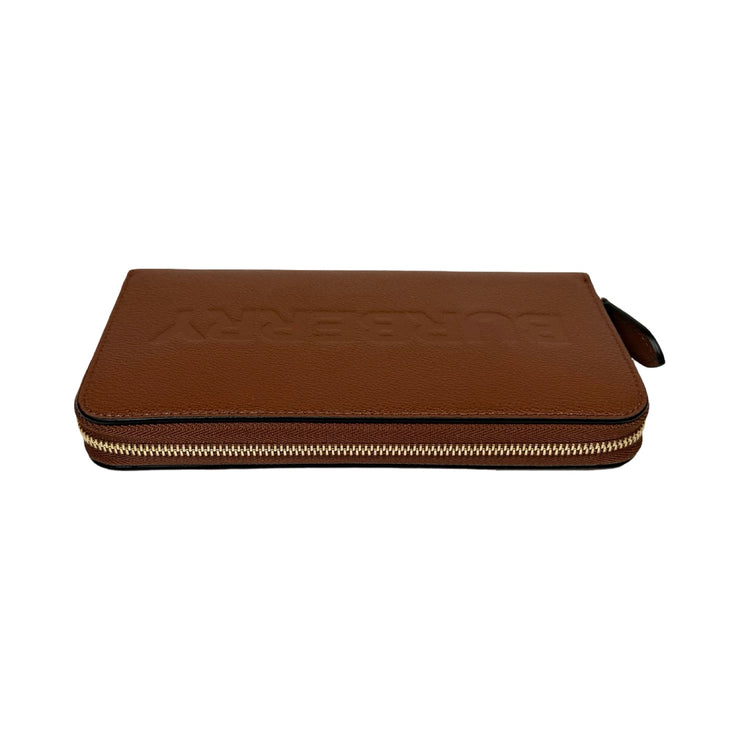 Burberry - Elmore Tan Pebbled Leather Long Zip Wallet