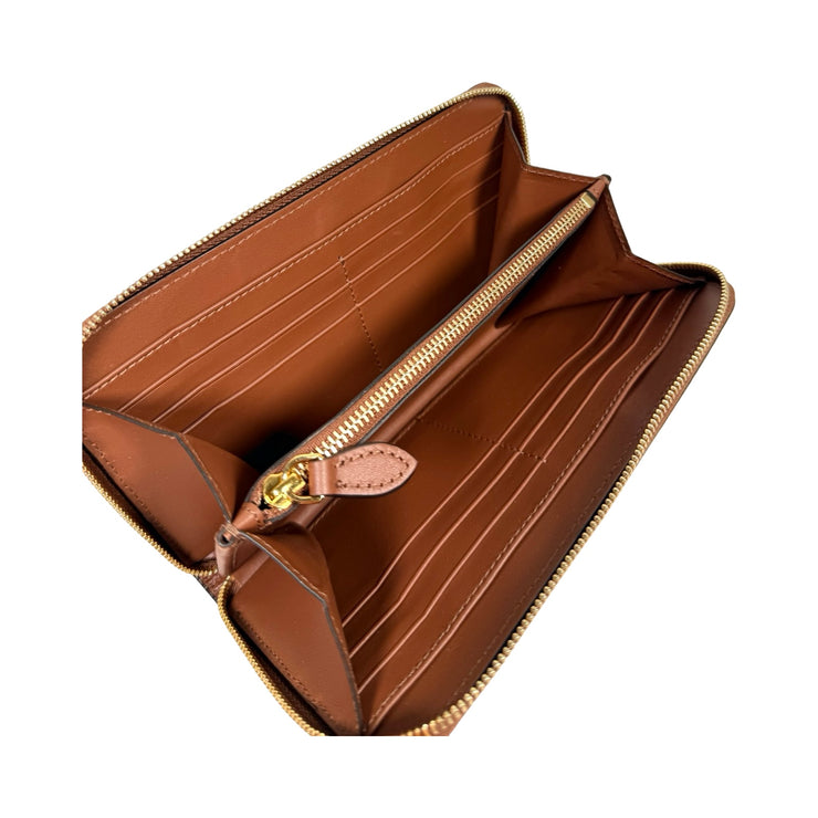 Burberry - Elmore Tan Pebbled Leather Long Zip Wallet