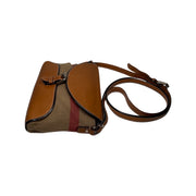 Burberry - Henham Canvas House Check Tan Leather Small Crossbody