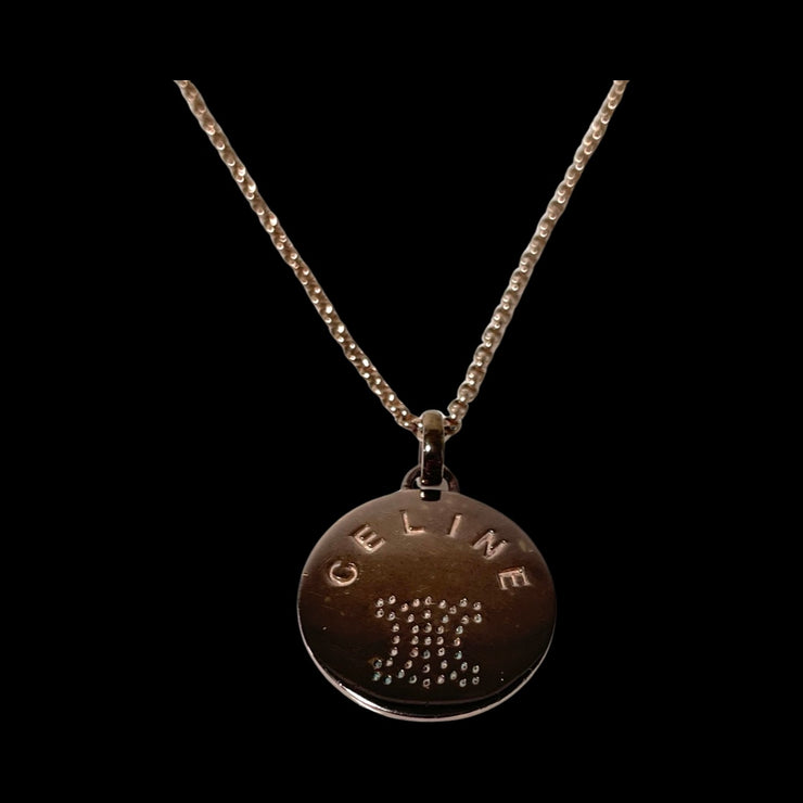 Celine - Logo Coin Pendant Silver 925 Necklace