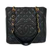 Chanel - CC Black Caviar PST Petite Shopping Tote Bag