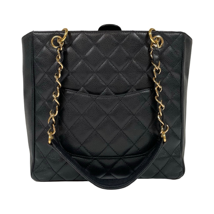 Chanel - CC Black Caviar PST Petite Shopping Tote Bag