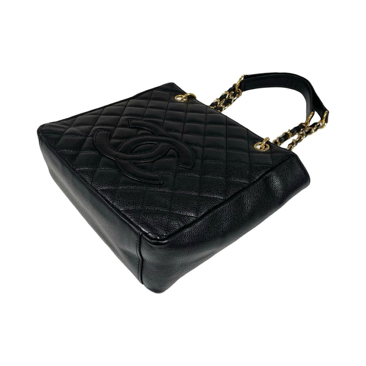 Chanel - CC Black Caviar PST Petite Shopping Tote Bag