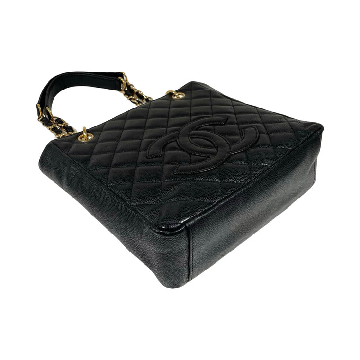 Chanel - CC Black Caviar PST Petite Shopping Tote Bag