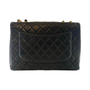 Chanel - CC Black Quilted Lambskin Jumbo Single Flap Turn Lock