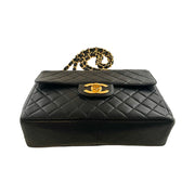 Chanel - CC Black Quilted Lambskin Jumbo Single Flap Turn Lock