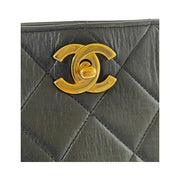 Chanel - CC Black Quilted Lambskin Turn Lock Chain Tote