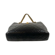 Chanel - CC Black Quilted Lambskin Turn Lock Chain Tote