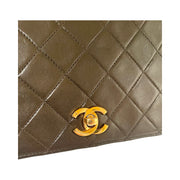 Chanel - CC Chocolate Quilted Lambskin Full Flap Turn Lock Shoulder Bag