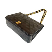 Chanel - CC Chocolate Quilted Lambskin Full Flap Turn Lock Shoulder Bag