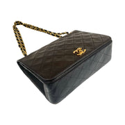 Chanel - CC Chocolate Quilted Lambskin Full Flap Turn Lock Shoulder Bag