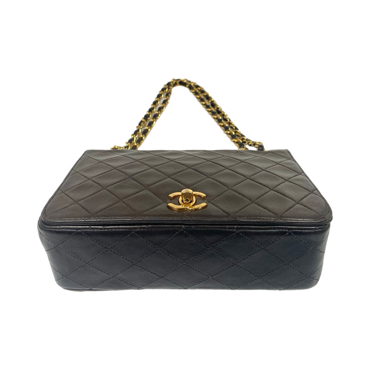 Chanel - CC Chocolate Quilted Lambskin Full Flap Turn Lock Shoulder Bag