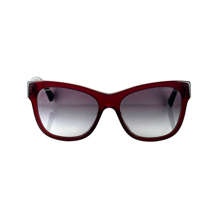 Chanel - CC Burgundy Sunglasses w/ Gradient Grey Lens