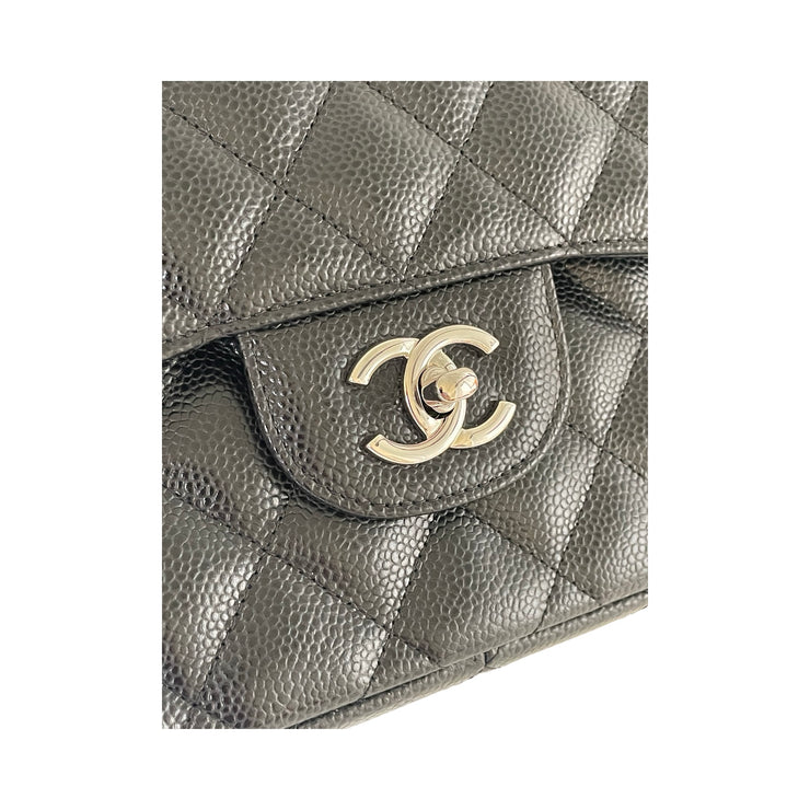 Chanel - CC Classic Jumbo Double Flap Black Caviar Leather