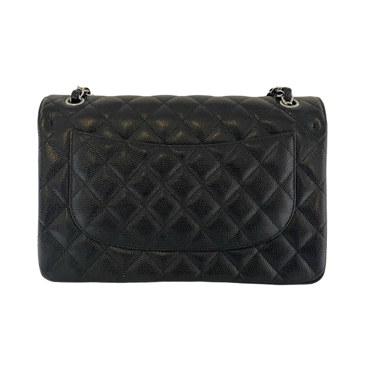 Chanel - CC Classic Jumbo Double Flap Black Caviar Leather