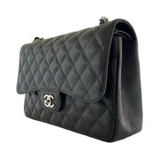 Chanel - CC Classic Jumbo Double Flap Black Caviar Leather