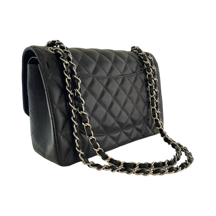 Chanel - CC Classic Jumbo Double Flap Black Caviar Leather