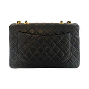 Chanel - CC Classic Jumbo Maxi Single Flap Black Quilted Lambskin