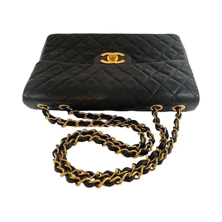 Chanel - CC Classic Jumbo Maxi Single Flap Black Quilted Lambskin