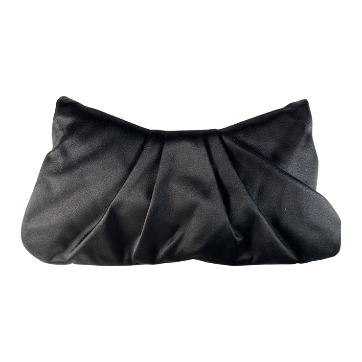 Chanel - CC Quilted Black Satin Half Moon Clutch
