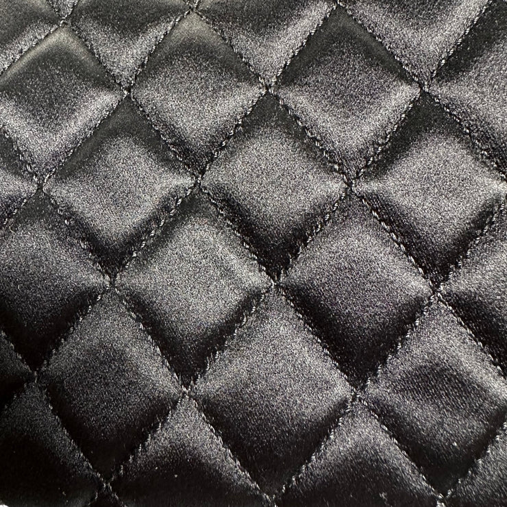 Chanel - CC Quilted Black Satin Half Moon Clutch