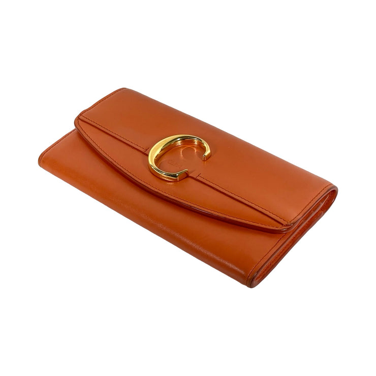 Chloe - C Long Bifold Wallet Coral Leather