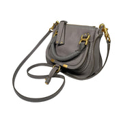 Chloe - Cashmere Grey Grained Leather Marcie Mini Double Carry Bag