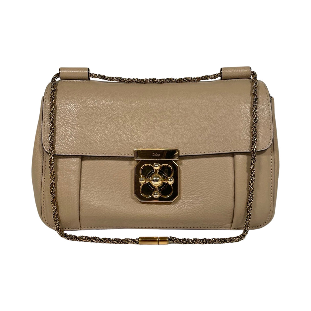 Chloe Elsie Beige Leather Medium Chain Shoulder Bag FOMO