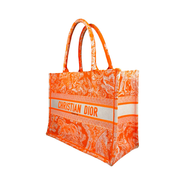 Christian Dior - Medium Dior Book Tote Orange Toile de Jouy