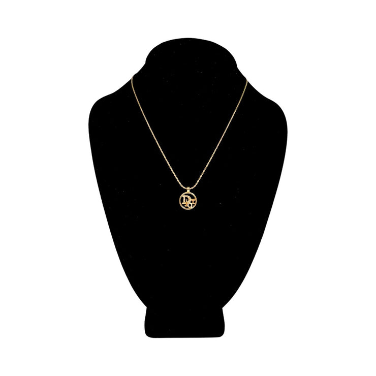 Christian Dior - Vintage Gold Circle Logo Pendant Necklace